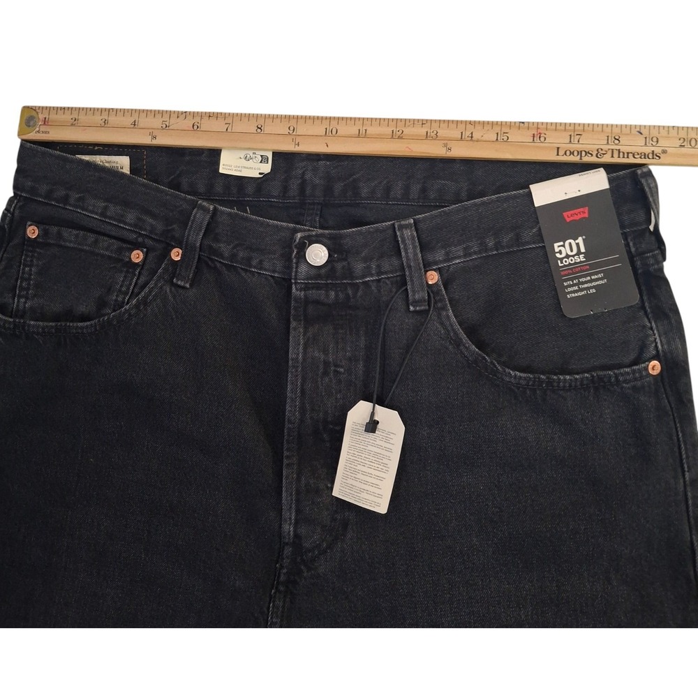 Levi's Premium 501 Loose Jeans Men's 38x32 Black Wash Straight Leg NWT - Picture 11 of 15